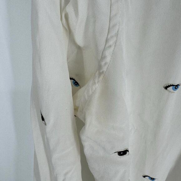 Equipment Kate Moss  top shirt womens medium M silk eye print button up office - Picture 2 of 6